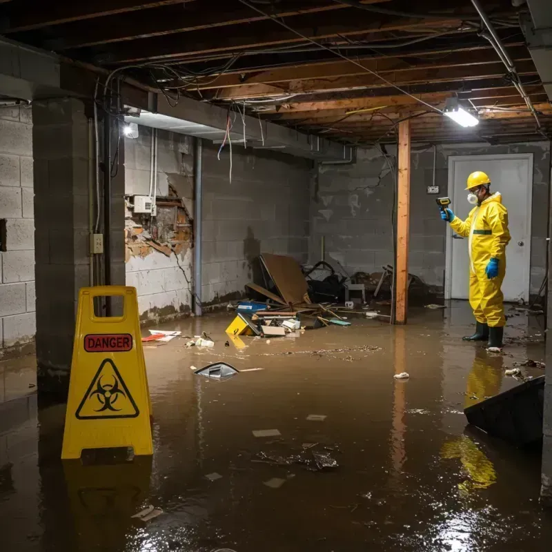 Flooded Basement Electrical Hazard in Lewisville, NC Property